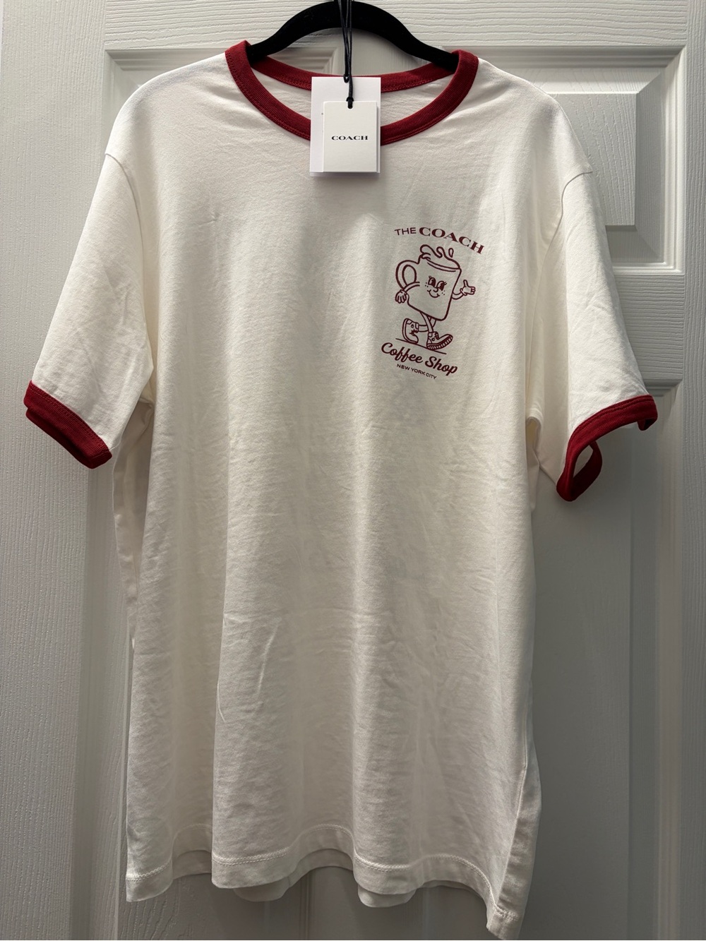 NWT Coach Cafe Ringer Tee Lg